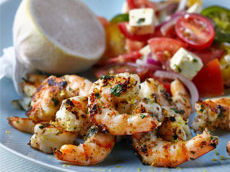 Herb Crusted Prawns with Tomato, Feta and Basil