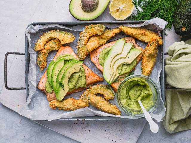 Swedish-Style Baked Salmon with Avocado Sauce