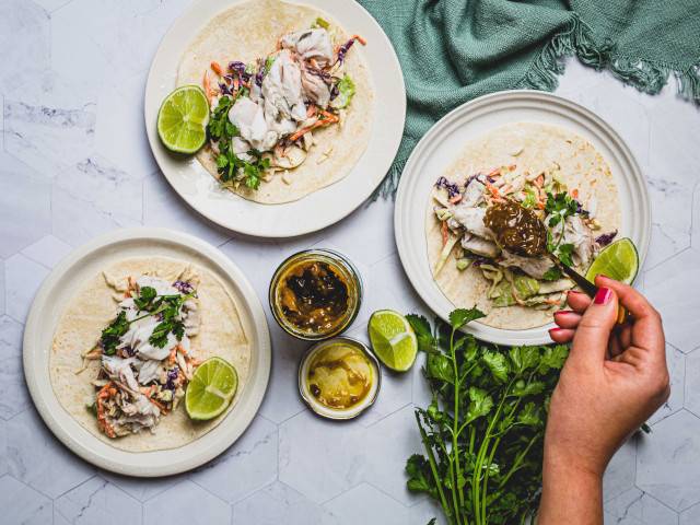 Green Tomato Chutney Fish Tacos