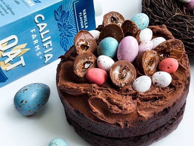 Vegan Easter Egg Nest Mud Cake