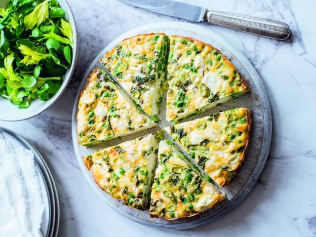 Feta, pea and mint quiche