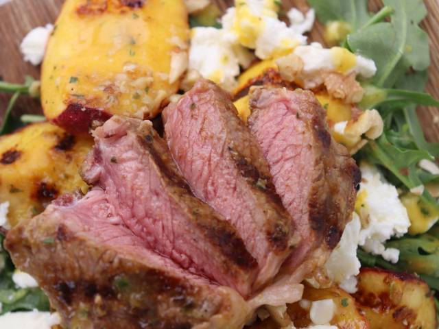 Lamb Cutlets Peach Salad