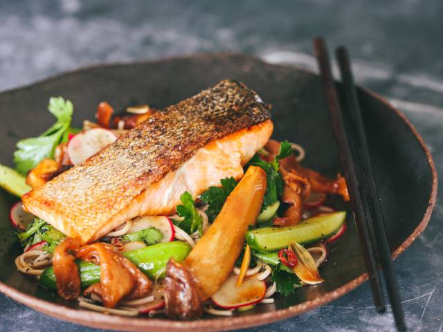 Miso Salmon and Noodle Salad