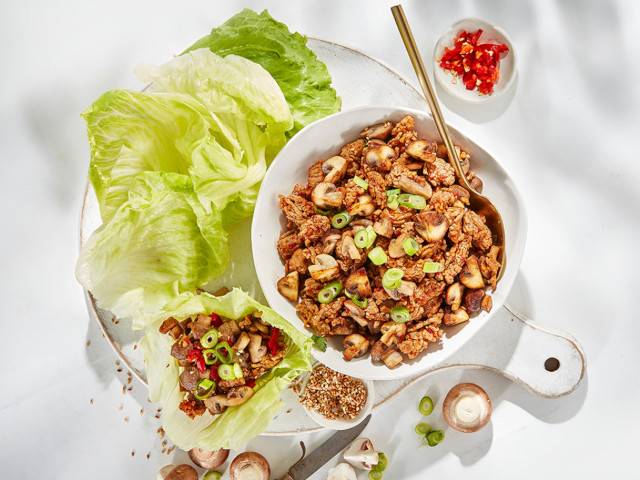 Sticky Mushroom & Pork In Lettuce Cups