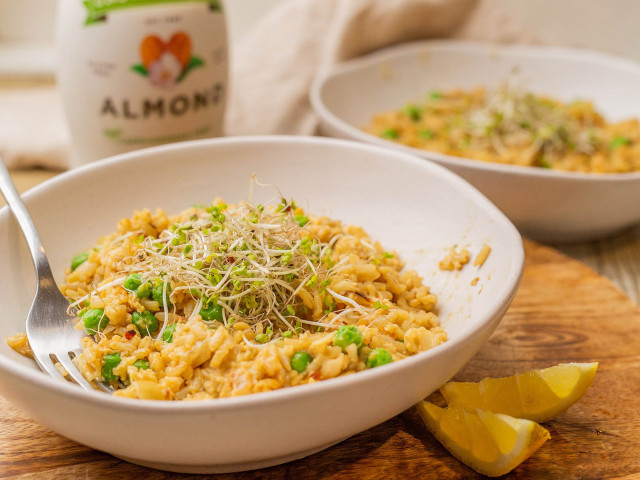 Creamy Green Pea & Lemon Almond Milk Risotto