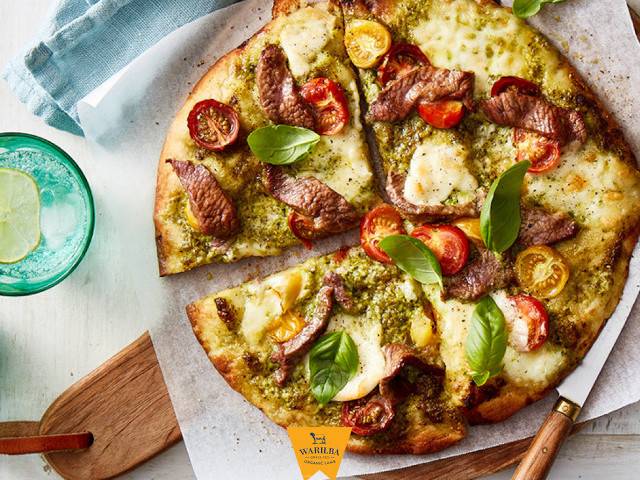 Warilba Pesto Lamb Caprese Pizza