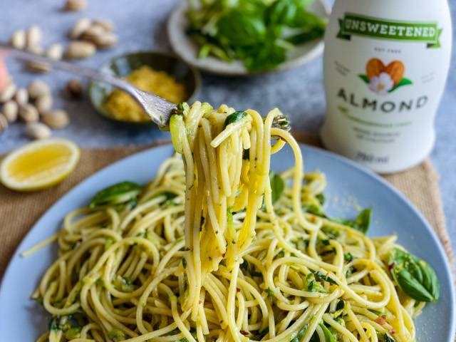 Zucchini, Pistachio & Basil Spaghetti