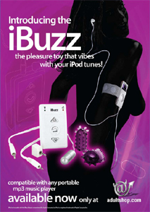 adultshop iBuzz vibrating bullet that plugs into your iPod, MP3 player