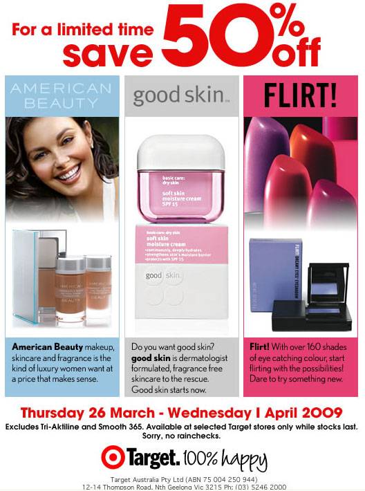 50 % off American Beauty, Good Skin & Flirt