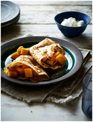 Armagnac and Mango Crepes