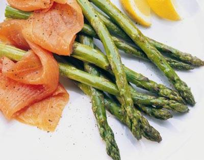Oven Roast Asparagus with Smoked Salmon