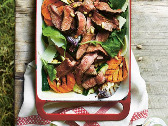 Grilled Sirloin, Zucchini and Sweet Potato Salad