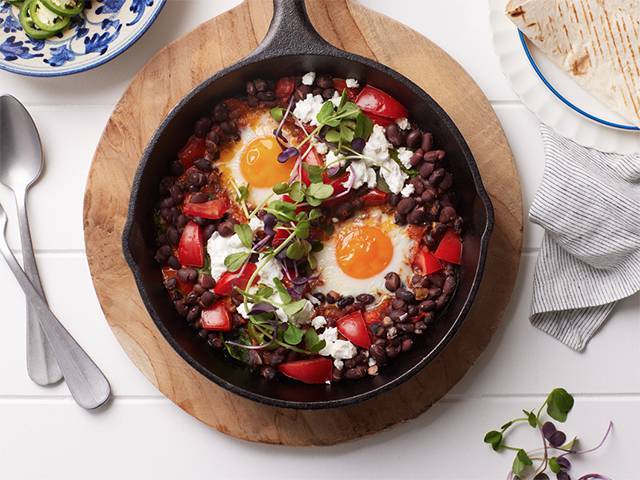 Baked Black Beans & Eggs