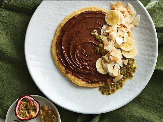 Tropical Banana Pancakes with Nutella®, Passionfruit & Toasted Coconut
