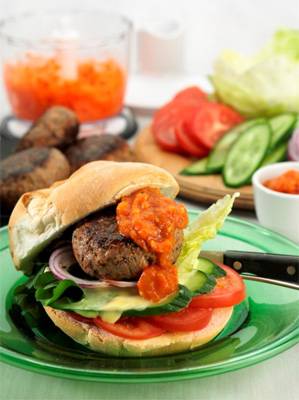 Grilled Beef Burgers with Tomato Salsa