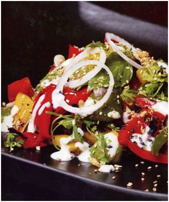 Grilled Bell Pepper Salad with Sesame Dressing