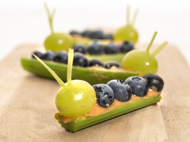 Peanut Butter, Blueberry and Celery Caterpillar