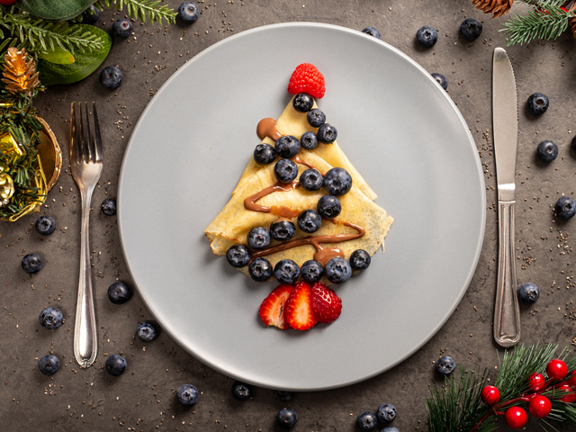 Pancake Blueberry Christmas Tree