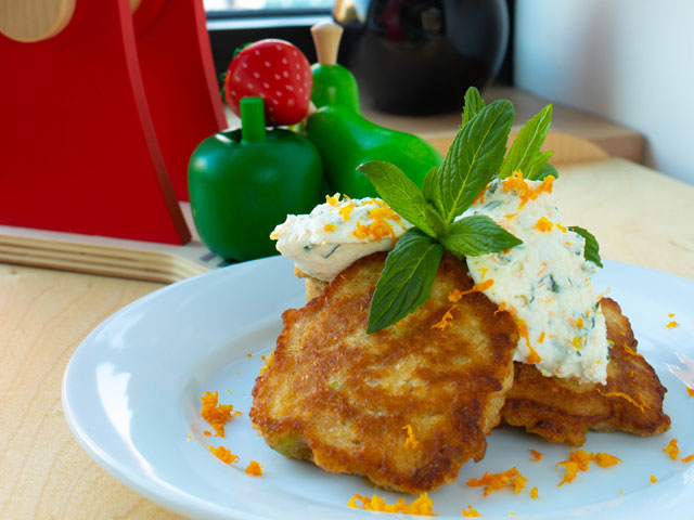 Apple and Buckwheat Pikelets with Chia Jam and Mint Ricotta