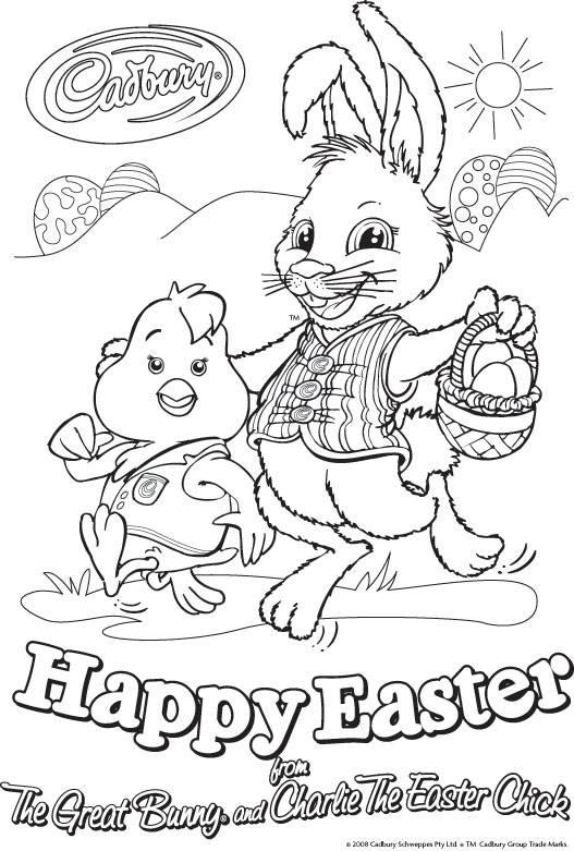 Cadbury Easter Rabbit & Chick Colouring Page