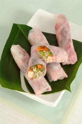 Chicken and vegetable rice paper rolls