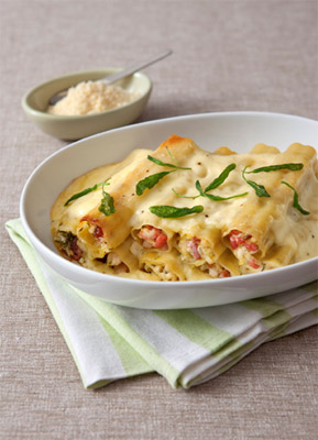 Cannelloni Filled with Chicken, Pancetta and Sage