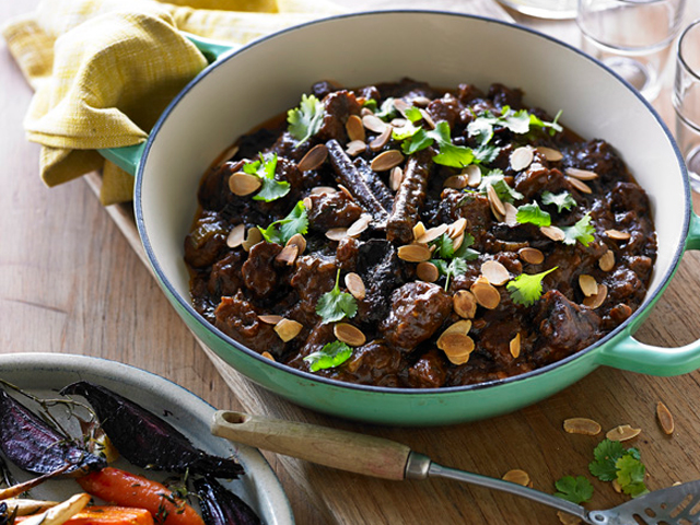 Beef Casserole with Cinnamon and Fried Plums