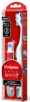 Colgate Optic White Toothbrush + Built-in Whitening Pen