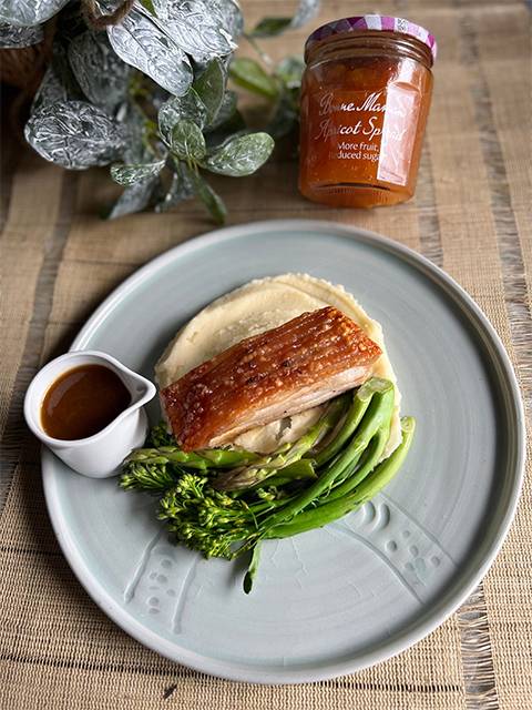 Crispy Pork Belly with Apricot Sauce