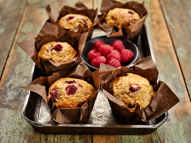 Banana Raspberry Coconut Muffins