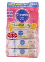 Curash Fragrance free wipes x 20s