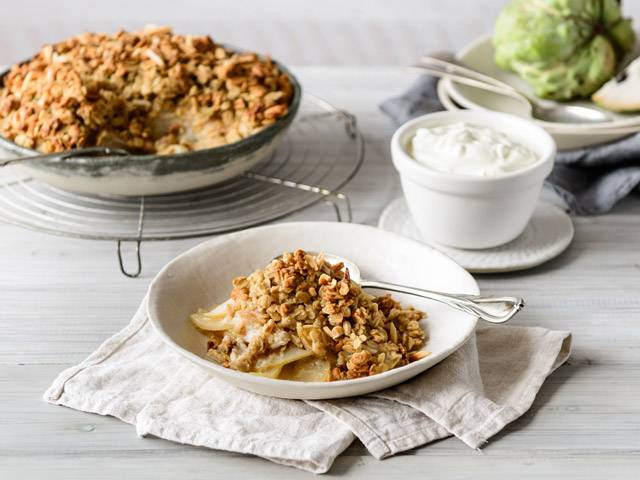 Custard Apple and Pear Crumble