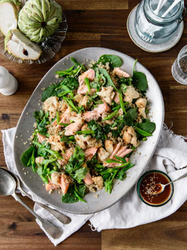 Caramelised Custard Apple, Salmon and Quinoa Salad