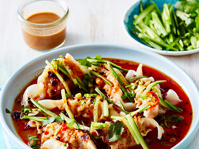 Lamb Dumplings With Sesame Sauce And Chilli Oil