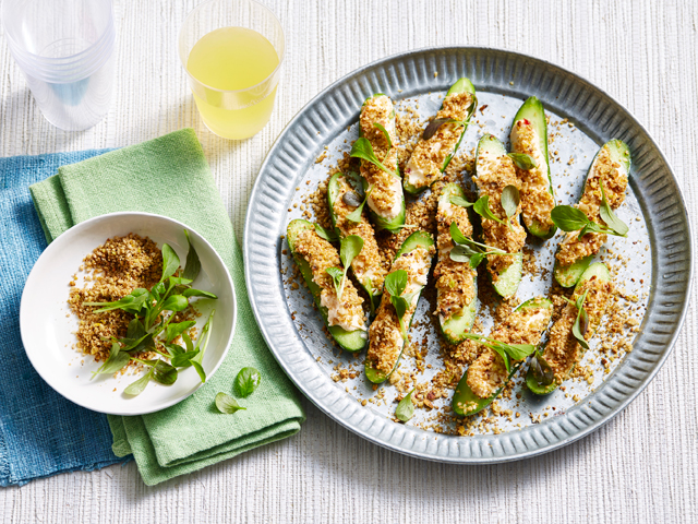 Dukkah Crusted Qukes Baby Cucumbers