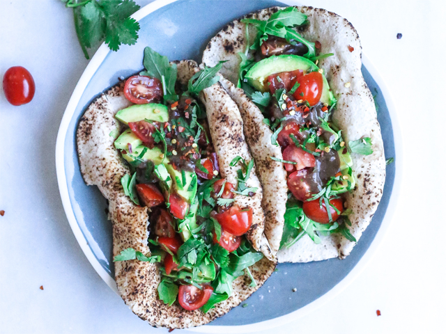 Mushroom, Corn and Avocado Wraps