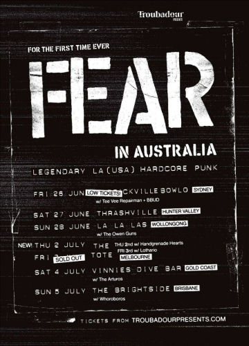 L.A. Punk Legends Fear Announce Extra Show and Supports for Australian Tour