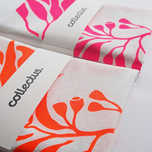 Fluro Gum Leaves Tea Towel orange