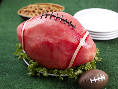 Seedless Watermelon Football Cake