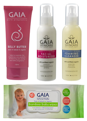 GAIA Belly Butter, Cleanser, Moisturiser & Natural Baby Bamboo Baby Wipes