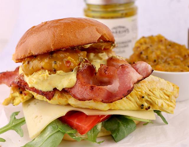 New Yorker Mustard Relish Glazed Chicken Burger