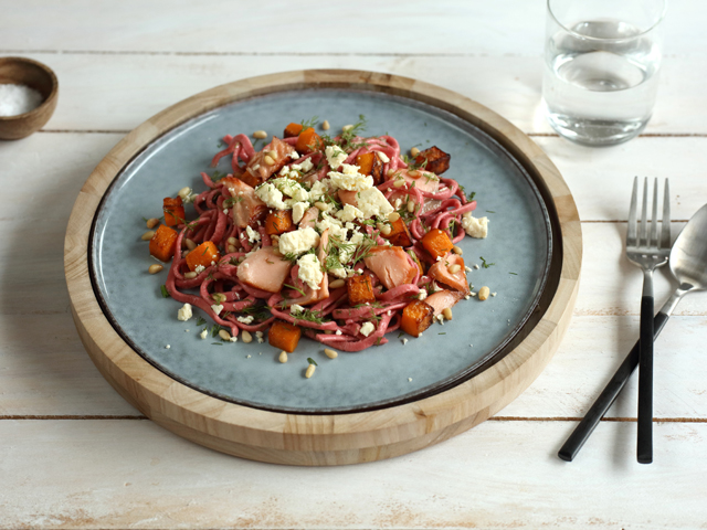 Callum Hann's Beetroot Fettucine with Salmon, Dill and Lemon