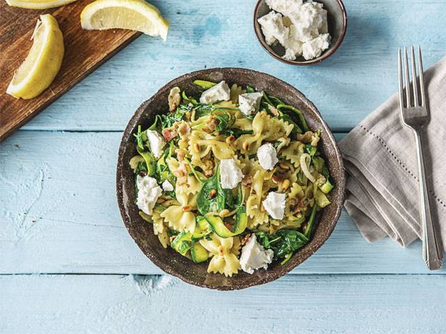 Pesto, Bacon and Zucchini Farfalle