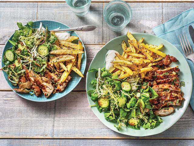 Honey-Soy Glazed Chicken & Sesame Fries