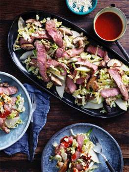 Korean Beef, Cabbage and Mushroom Salad with Gochujang Dressing