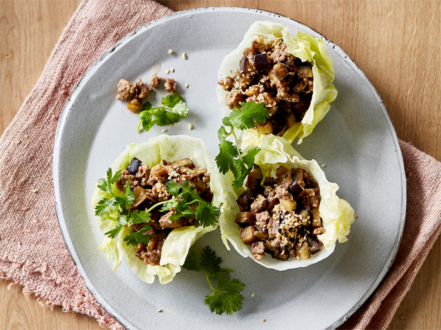 Lamb Mince and Eggplant San Choy Bau