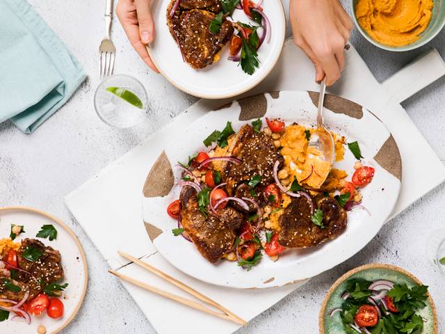 Spiced Lamb Loin Chops Salad