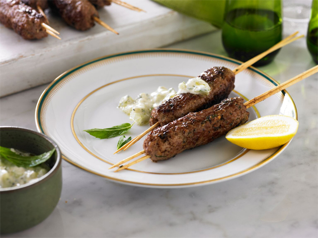 Lamb Mince Skewers with Cucumber Salsa