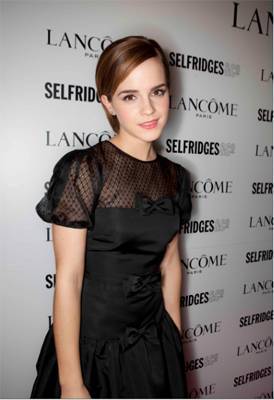 Emma Watson at Selfridges for Lancôme's Rouge In Love