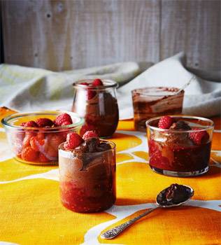 Chocolate Mousse with Berry Sauce
